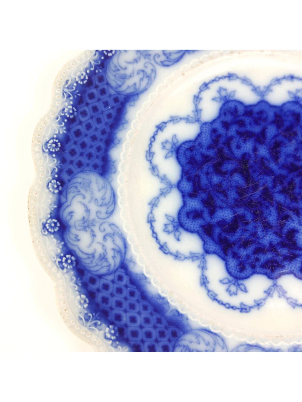 Antique WH Grindley Marlborough No Gold Flow Blue 9” Plate Staffordshire England